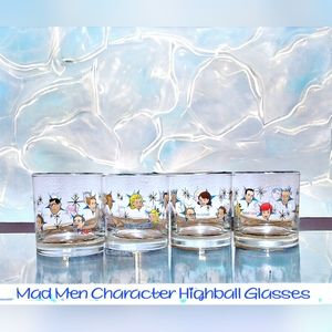 Mad Men Character Highball Glasses Set Of 4